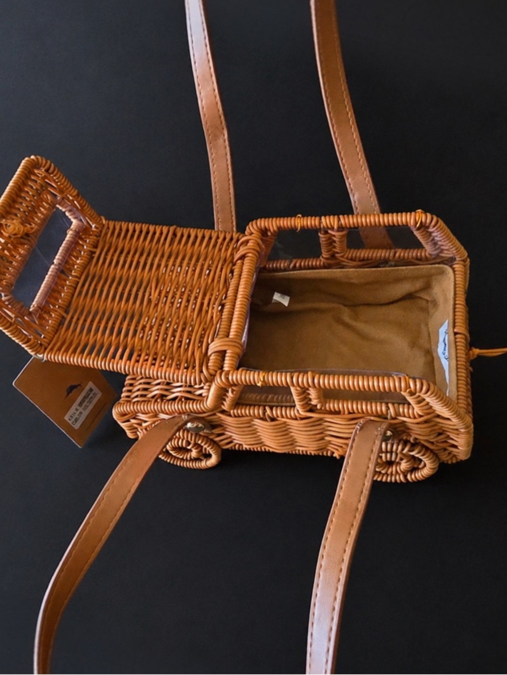 Tommy Bahama Woven Car Crossbody in Cognac Tan - Picture 5 of 5